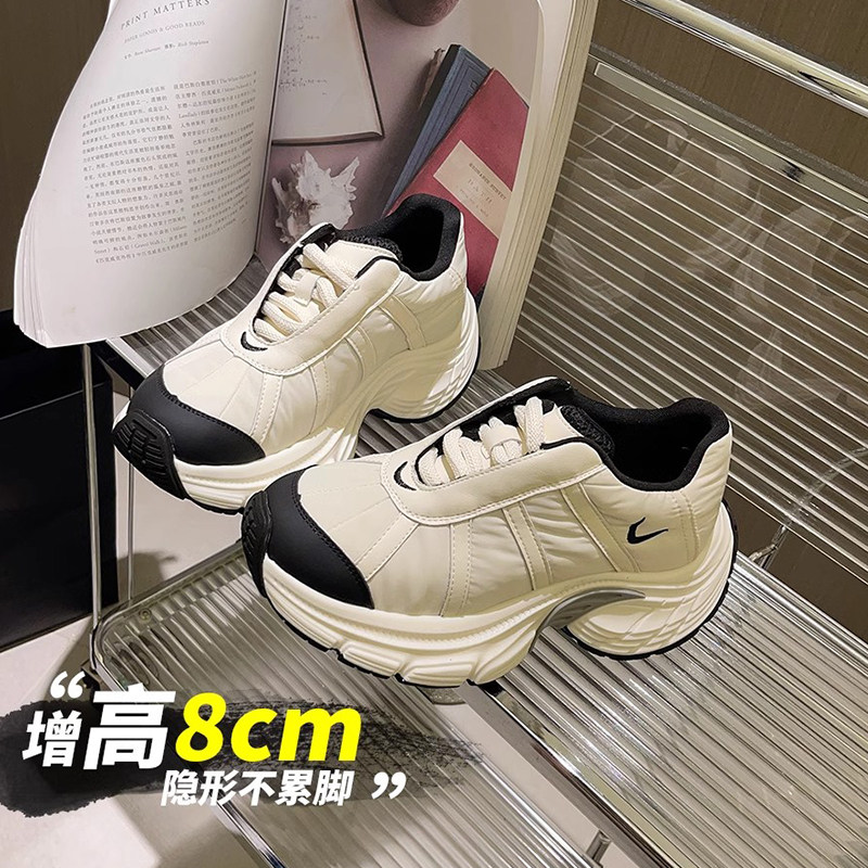 欧洲站厚底内增高8公分老爹鞋女