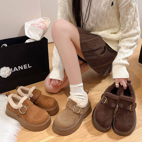 冬季女鞋子加绒加厚毛毛保暖棉鞋