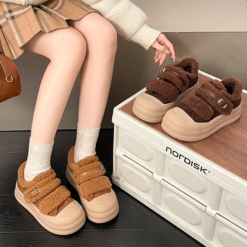 厚底加绒加厚板鞋2025新款冬季时尚雪地靴女鞋休闲保暖毛毛鞋子女,女鞋,棉鞋,淘宝优惠券,粉丝福利购,淘宝优惠卷