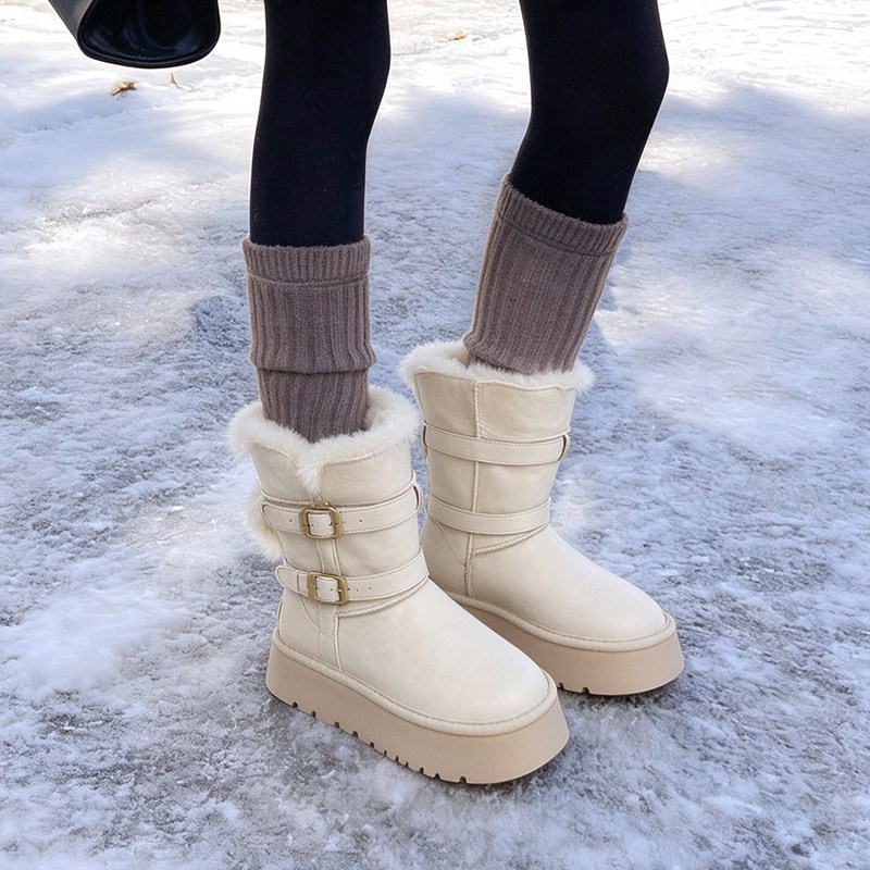 冬季皮毛一体靴防水防滑雪地棉鞋