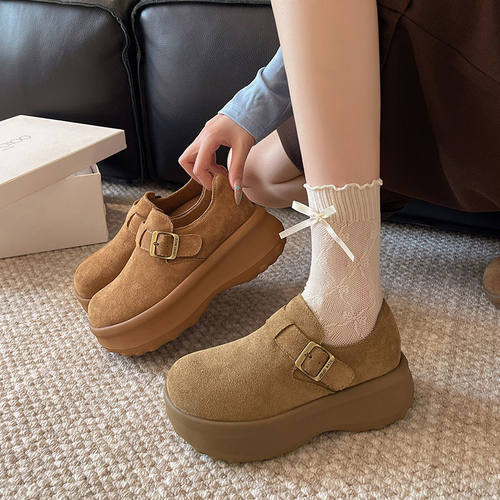 配阔腿裤增高小个子松糕鞋棉鞋