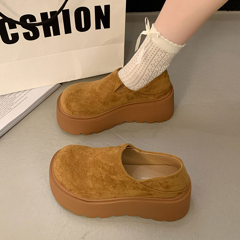 厚底内增高勃肯鞋女两穿一脚蹬