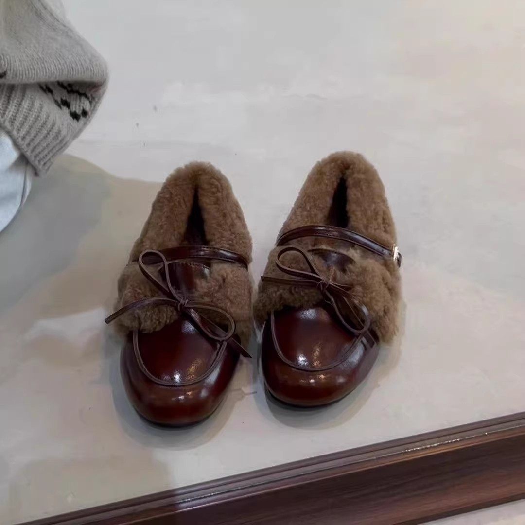 复古加绒深口小皮鞋女2025秋冬新款毛毛鞋豆豆乐福鞋单鞋保暖棉鞋,女鞋,乐福鞋（豆豆鞋）,淘宝优惠券,粉丝福利购,淘宝优惠卷