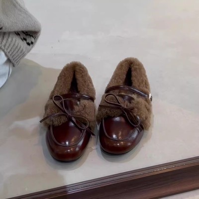 毛毛鞋豆豆乐福鞋单鞋保暖棉鞋