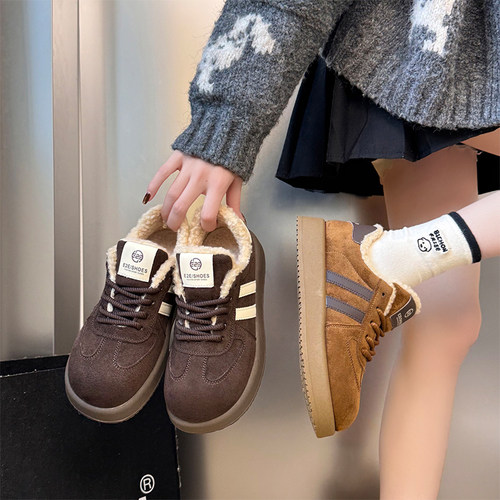 毛毛棉鞋子女鞋阿甘运动休闲板鞋