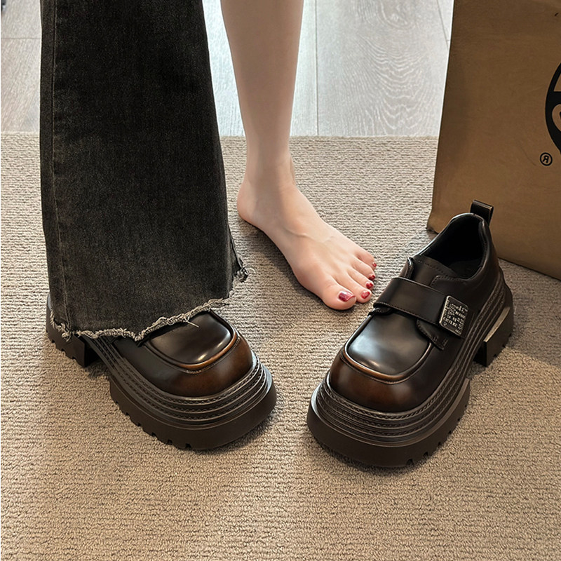 厚底增高黑色英伦风小皮鞋女2026春季新款小个子玛丽珍单鞋乐福鞋,女鞋,深口单鞋,淘宝优惠券,粉丝福利购,淘宝优惠卷