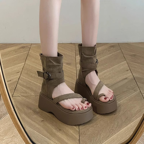 季凉靴西部牛仔堆堆靴夹脚短靴