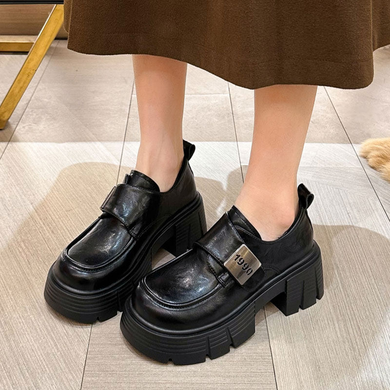 厚底乐福鞋女小皮鞋女士2026春季新款英伦风增高复古粗跟单鞋女鞋,女鞋,深口单鞋,淘宝优惠券,粉丝福利购,淘宝优惠卷