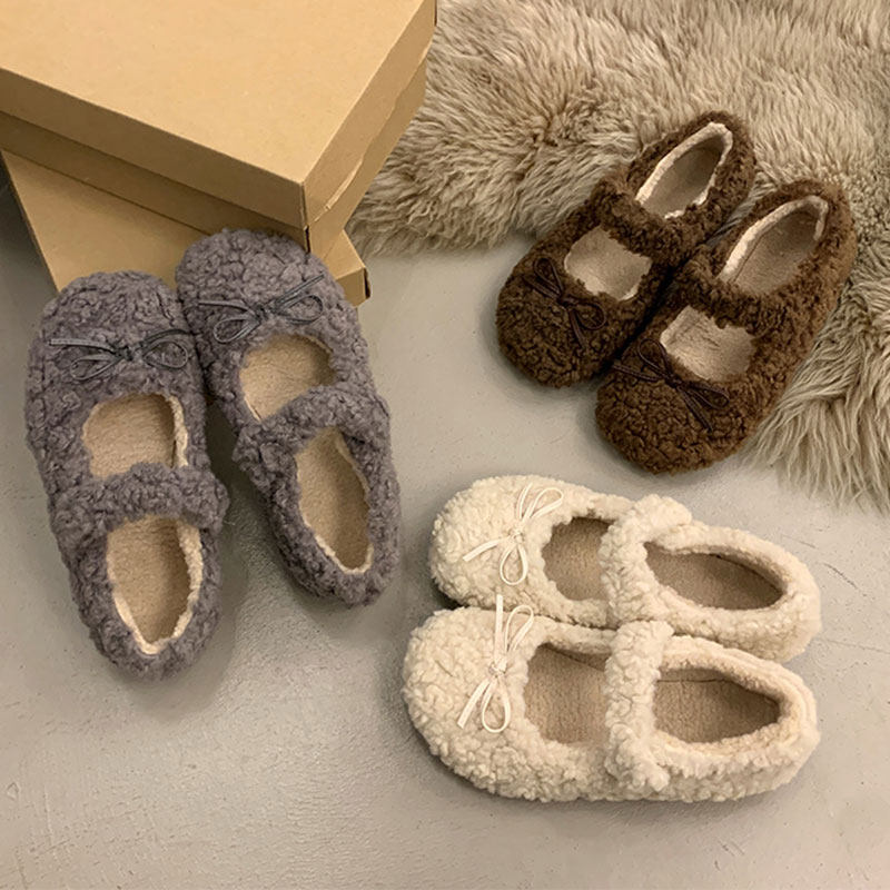 毛毛鞋女秋冬外穿2026新款仙女风单鞋蝴蝶结百搭加绒保暖棉鞋女鞋,女鞋,棉鞋,淘宝优惠券,粉丝福利购,淘宝优惠卷