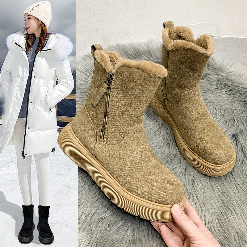 雪地靴皮毛一体冬季加绒加厚