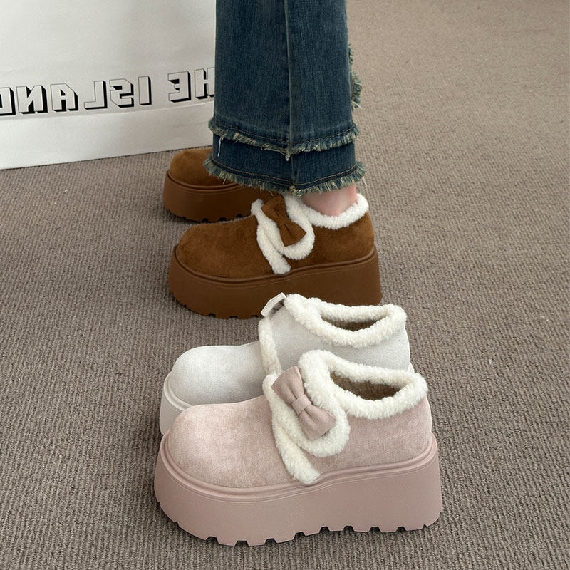 复古蝴蝶结毛毛搭扣厚底增高勃肯鞋女2026冬新款加绒棉鞋女雪地靴,女鞋,棉鞋,淘宝优惠券,粉丝福利购,淘宝优惠卷