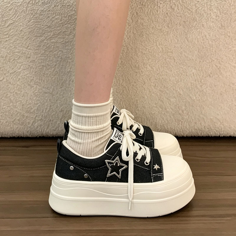 软底系带板鞋少女感时尚帆布鞋