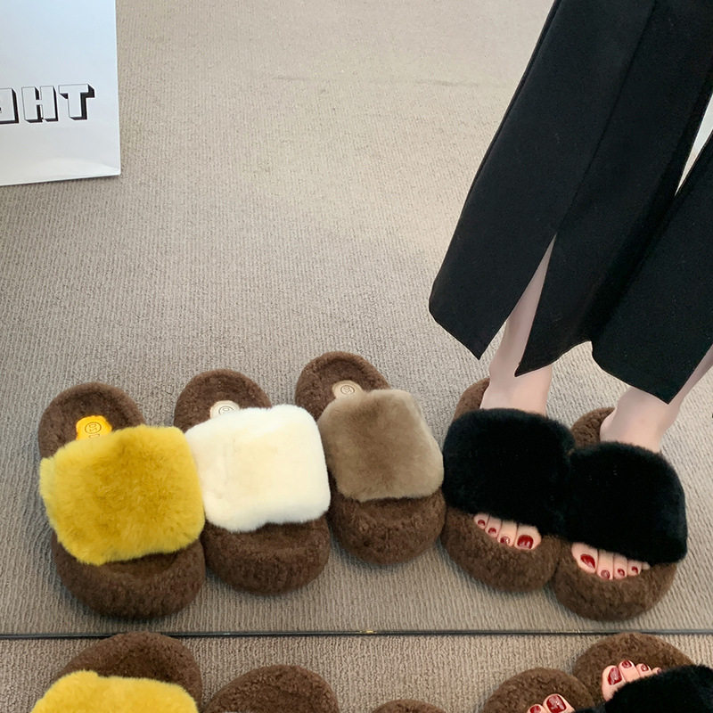 毛毛拖鞋2025年秋冬新款品平底舒适时尚简约拖鞋女一字厚底棉拖鞋,女鞋,毛毛鞋,淘宝优惠券,粉丝福利购,淘宝优惠卷