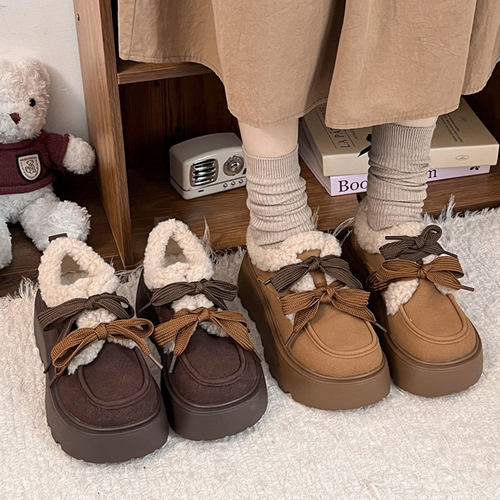 短筒雪地靴女厚底加绒勃肯棉鞋
