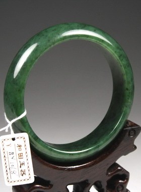 钱塘邮社    和田玉碧玉   手镯 内径60mm