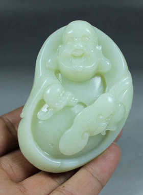 钱塘邮社   和田玉白玉   如意佛把件