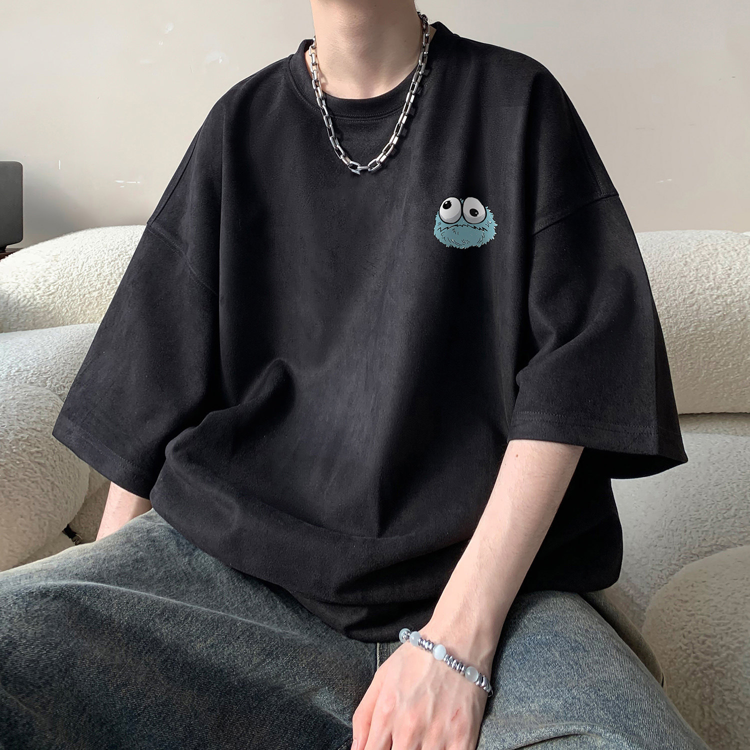 重磅麂皮绒短袖T恤A336-THJPDX09-P38-限价48（95聚酯纤维5氨纶）,男装T恤,电商A336