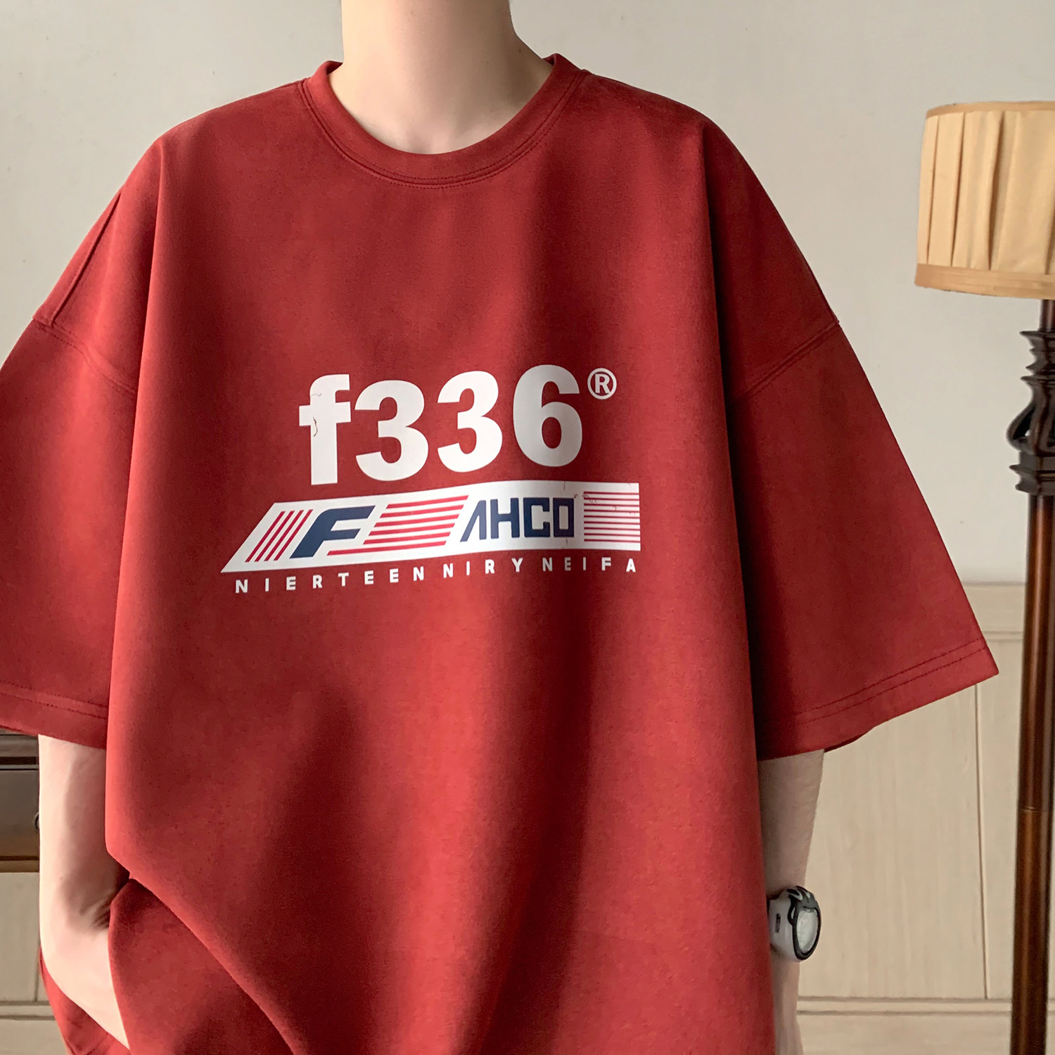 重磅麂皮绒短袖T恤A336-THJPDX22-P38-限价48（95聚酯纤维5氨纶）,男装T恤,电商A336
