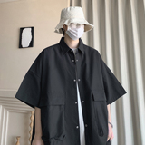 夏季新款大口袋短袖衬衫A336-DX80-P55-限价78（100聚酯纤维），男装衬衫，电商A336