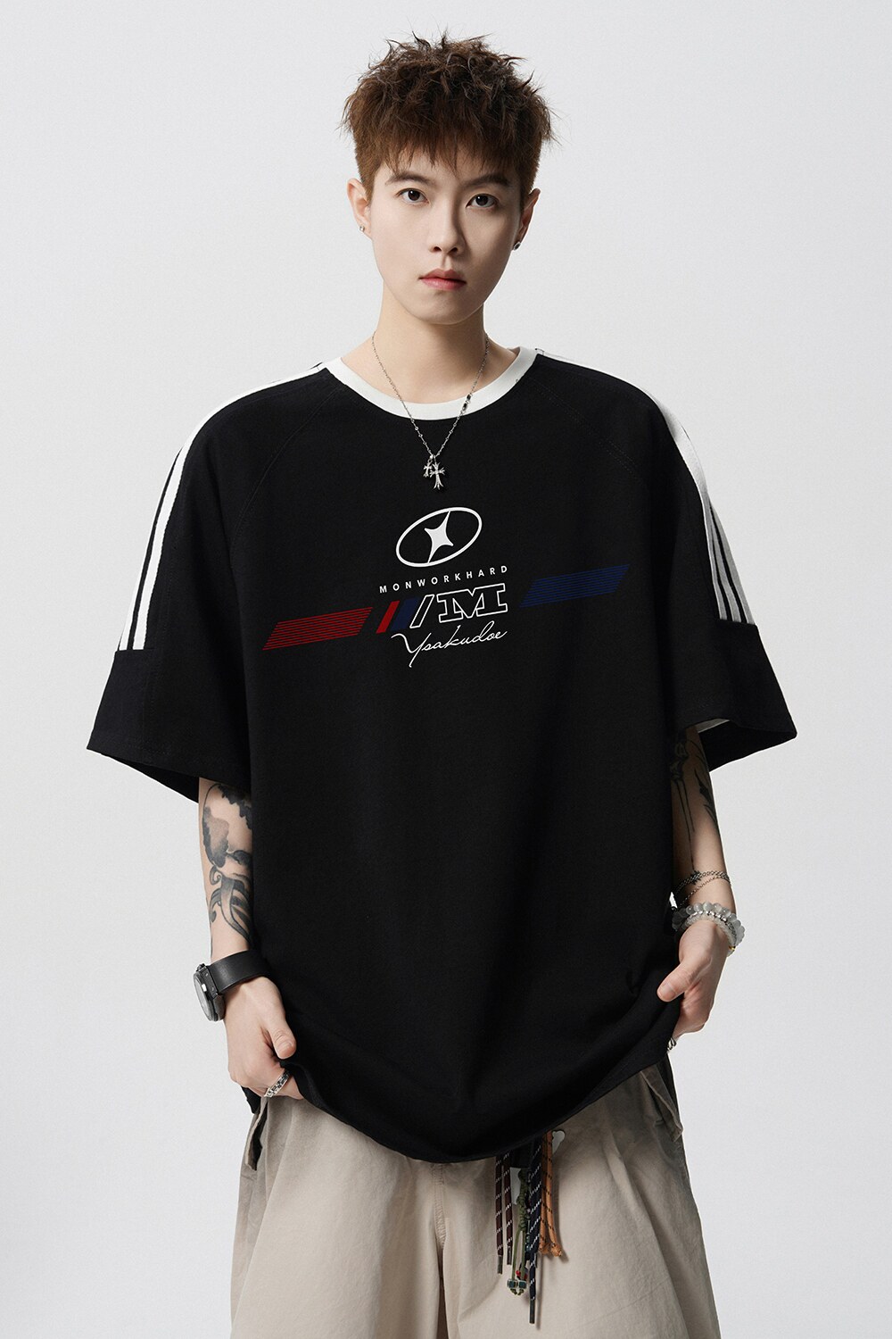 夏季新款织带短袖T恤A336-THZDDX0023-P48-限价68（100聚酯纤维,男装T恤,电商A336