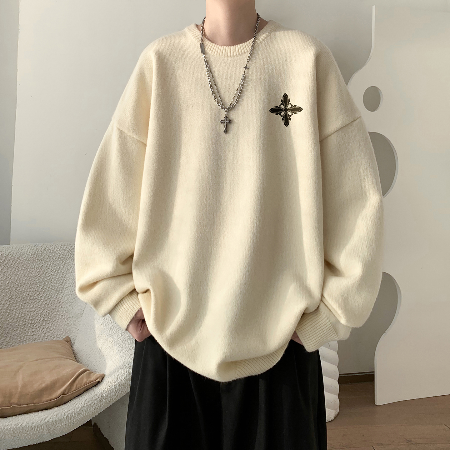 圆领毛衣A336-THYLMY0433-P58-限价78（27聚酯纤维31锦纶42睛纶，男装针织衫/毛衣，电商A336