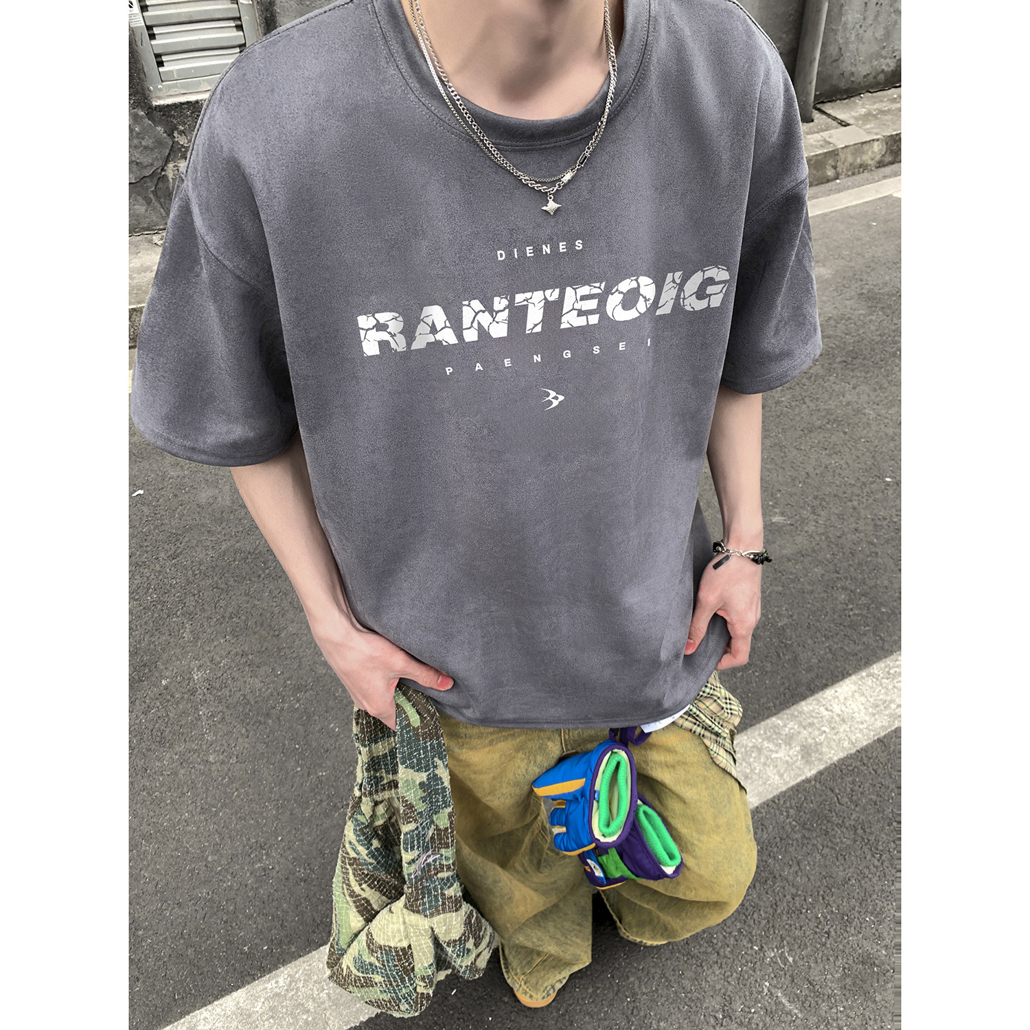2025麂皮绒短袖T恤A336-THJPDX0188-P28-限价38（95聚酯纤维5氨纶,男装T恤,电商A336
