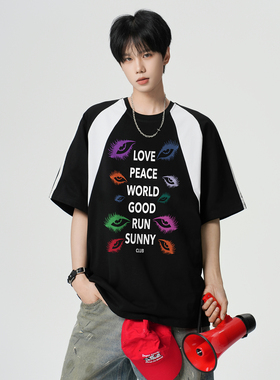 2025夏季新款拼色短袖T恤A336-THPSDX0033-P48-限价68（纯棉）