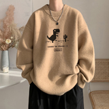 慵懒风毛衣男生秋季少年感字母印花设计圆领上衣复古小众简约外套，男装针织衫/毛衣，电商A336