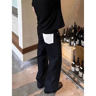 牛阔腿牛仔裤 A336 K1206 特P35 男水洗复古潮牌直筒宽松baggy长裤
