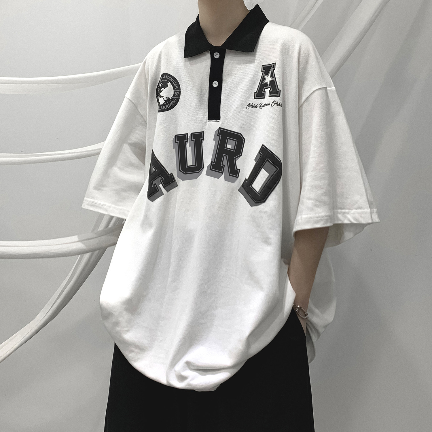 2024夏季新款潮流polo衫短袖T恤A336-AZ617-P45，男装Polo衫，电商A336