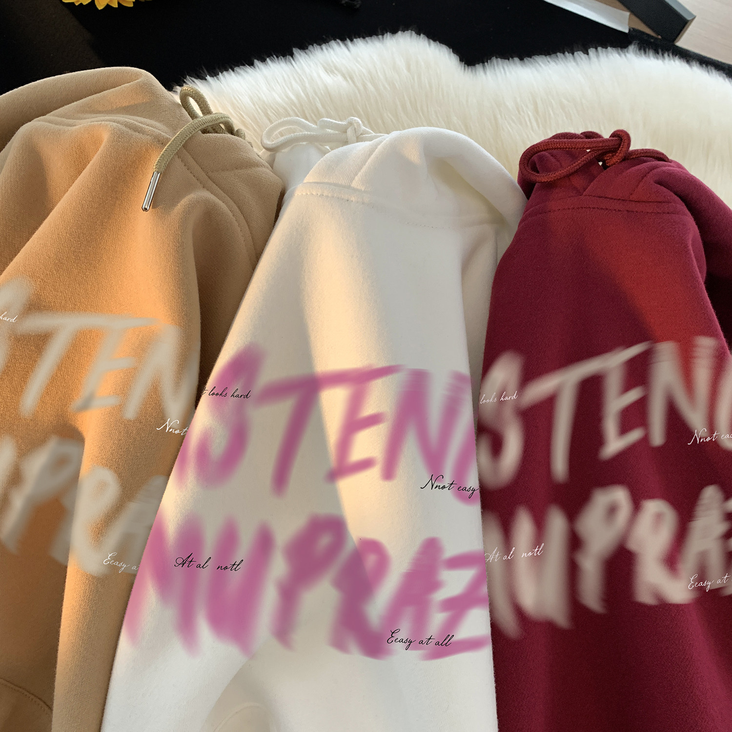 wassuphappy字母连帽卫衣男款秋冬季潮流美式高街上衣服休闲外套,男装卫衣,电商A336