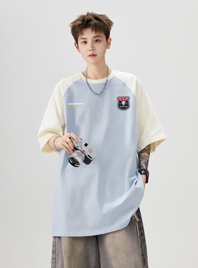 2025夏季新款拼色短袖T恤A336-THPSDX2901-P48-限价68（纯棉）