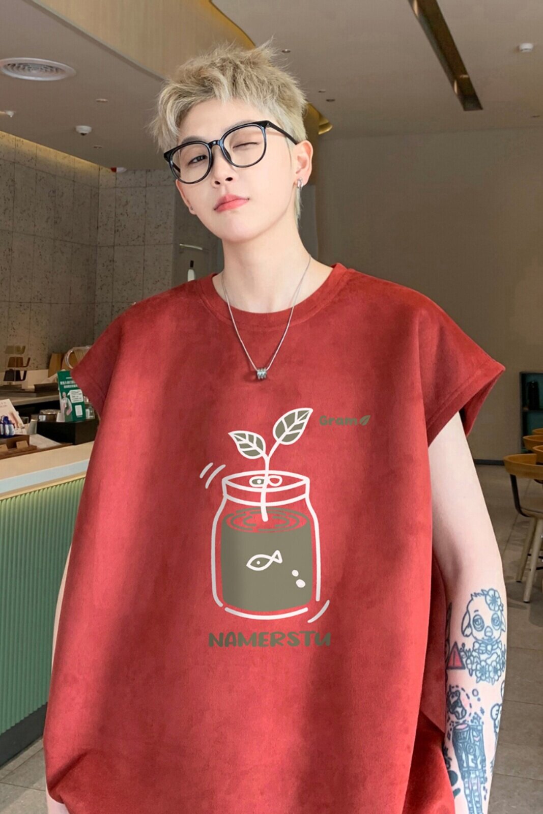 重磅麂皮绒印花背心A336-THJPBX03-P28-限价38（95聚酯纤维5氨纶,男装背心/马甲,电商A336