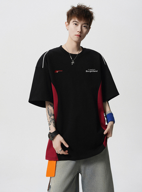 2025夏季新款拼色短袖T恤A336-THPSDX0032-P48-限价68（纯棉）