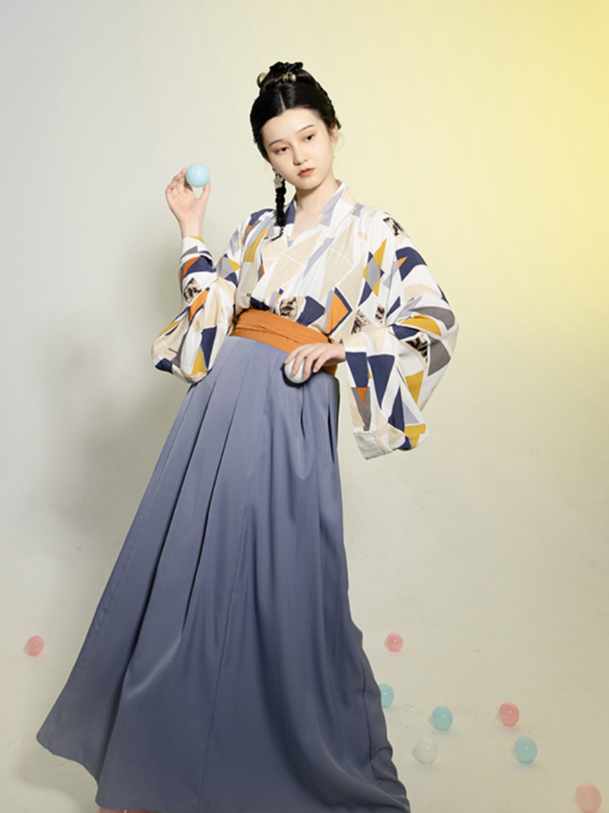 SHANGYUN LEWANYUE JIN MADE HANFU 크로스 칼라 재킷 크로스 컷 브로큰 스커트 오리지널 민족 스타일 데일리 스팟 봄 여름 남성과 여성