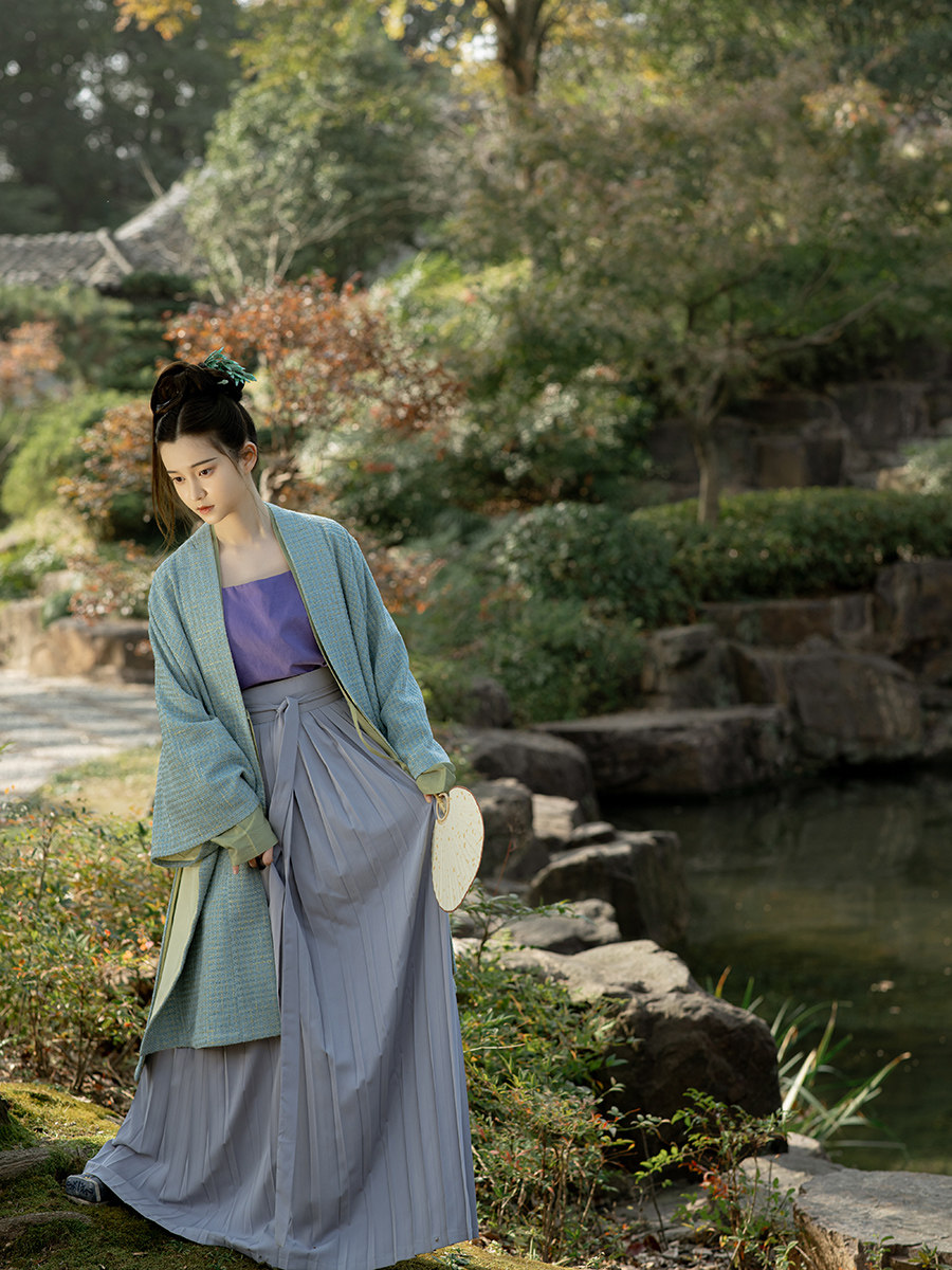 SHANGYUNLE YULAN SONG 왕조 넓은 만다린 HANFU 비행기 소매 주름 치마 튜브 탑 매일 가을 겨울 여성 원래 장소