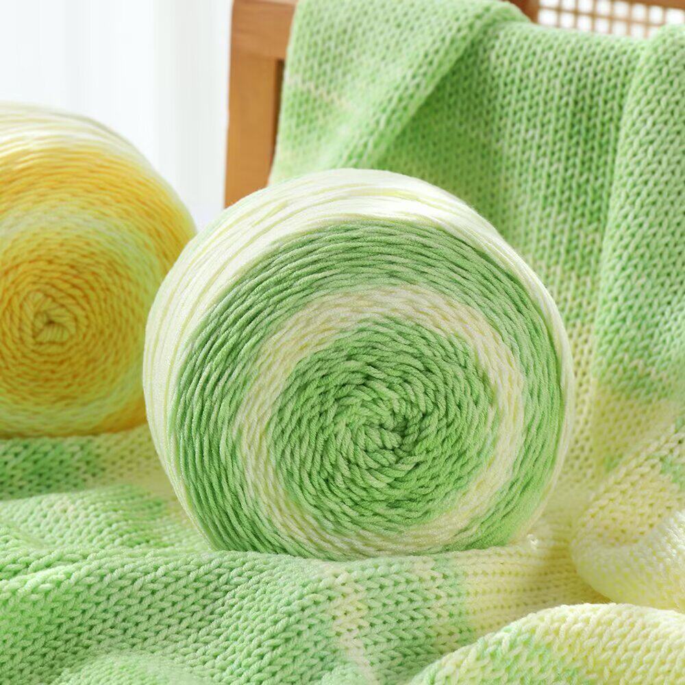 长段染渐变色手工编织毛线