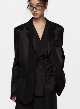 LION&CAT2024春季新款高级感时尚缎面拼接西装西装  308539#  CHO