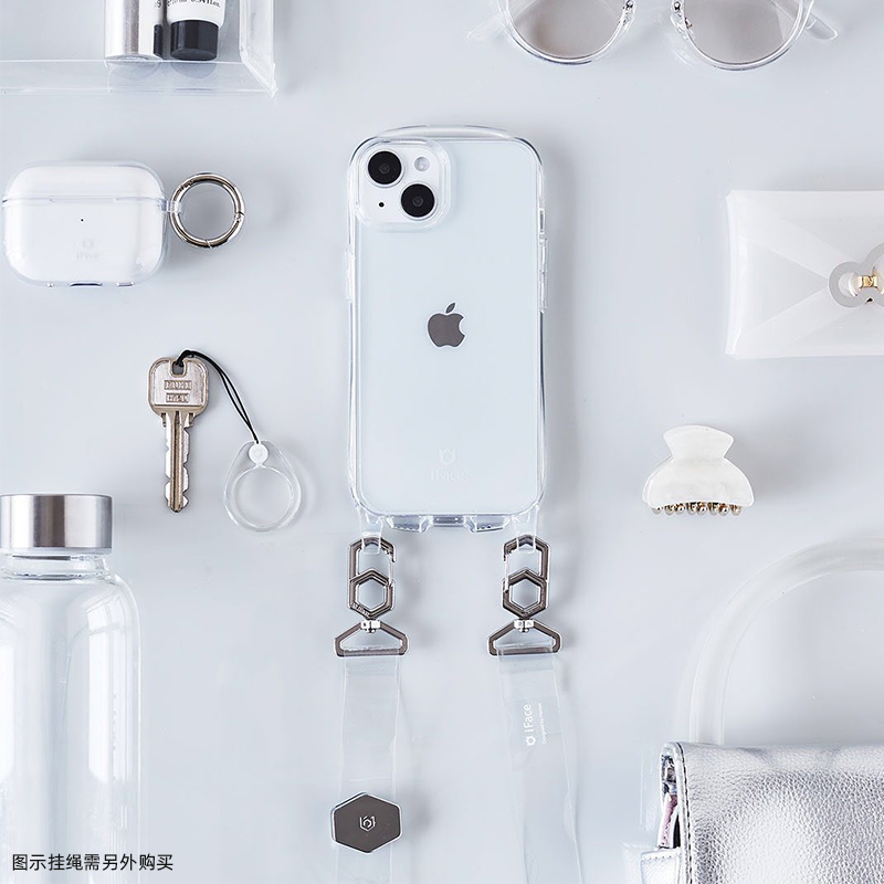 苹果15promaxtpu简约透明斜背带