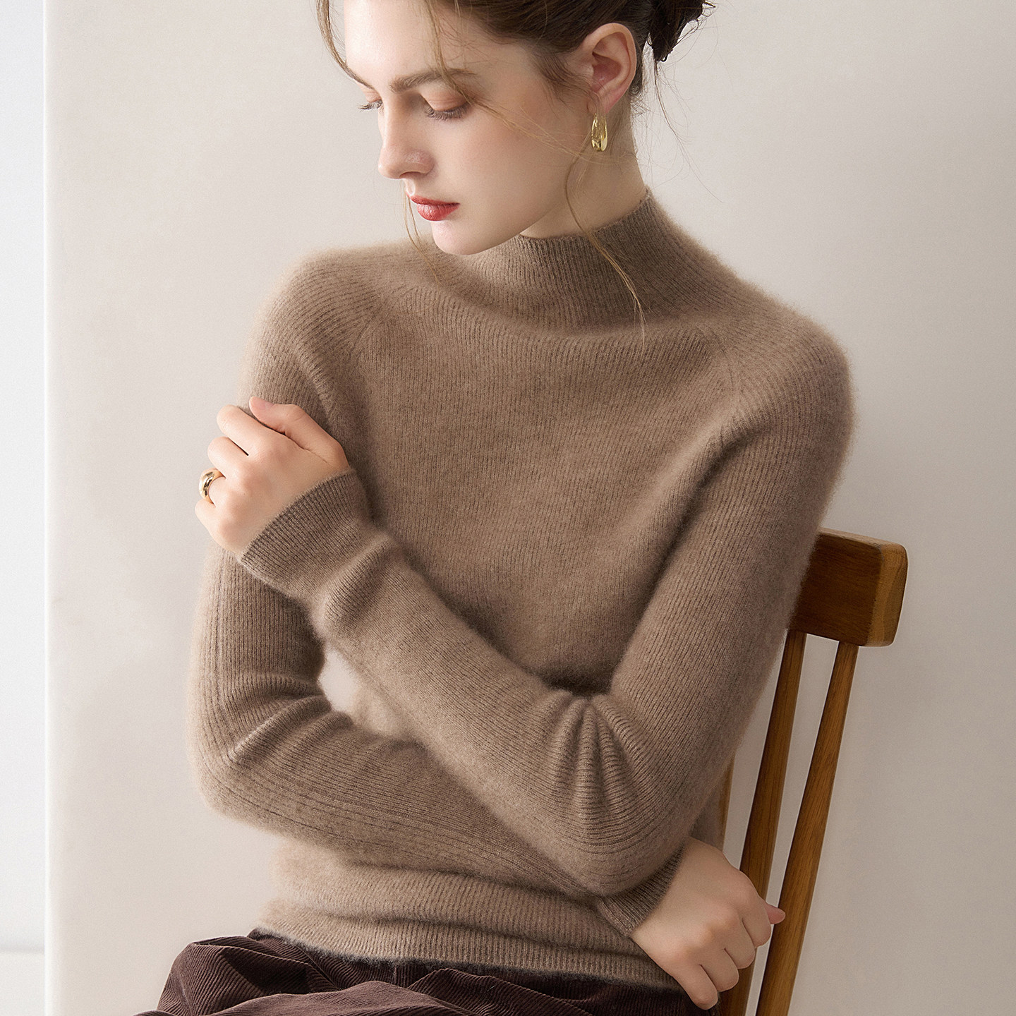 轻奢优雅洋气百搭半高领100%纯山羊绒衫女修身显瘦套头毛衣打底衫,女装/女士精品,羊绒衫,淘宝优惠券,粉丝福利购,淘宝优惠卷