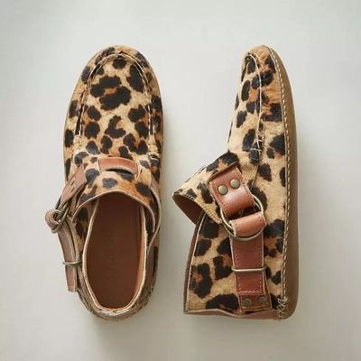 Leopard ladies leisure short canister boots single shoes女鞋