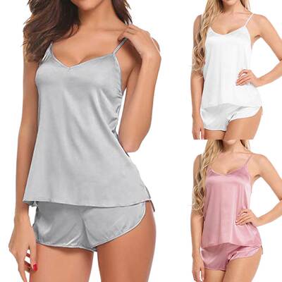 Women pajamas condole belt vest sleeveless v-neck suit女睡衣
