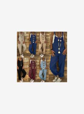 Plus size fashion women casual overalls ladies pants 吊带裤
