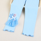 薄儿童装 艾莎公主长裤 Elsa女王时尚 冰雪奇缘女童打底裤 裤 子卡通篮