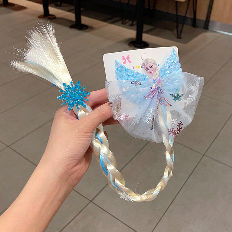 冰雪奇缘辫子幼儿园女童假发艾莎公主发夹可爱纱纱群马尾Elsa压夹