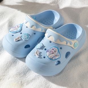 冰雪奇缘卡通儿童洞洞鞋居家外穿艾莎公主拖鞋Elsa女王家居鞋女孩
