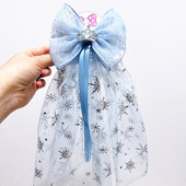 冰雪奇缘发夹蝴蝶结发卡艾莎公主头纱卡通新披纱Elsa女王飘纱发饰