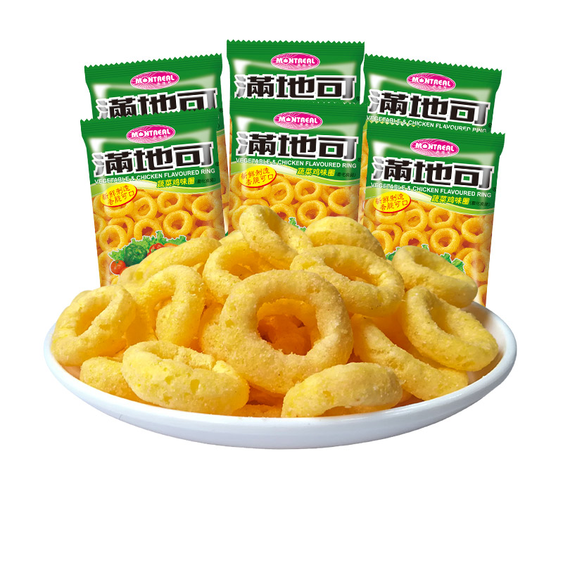 满地可 蔬菜鸡味圈 6包整箱膨化玉米食品怀旧休闲小零食大礼包