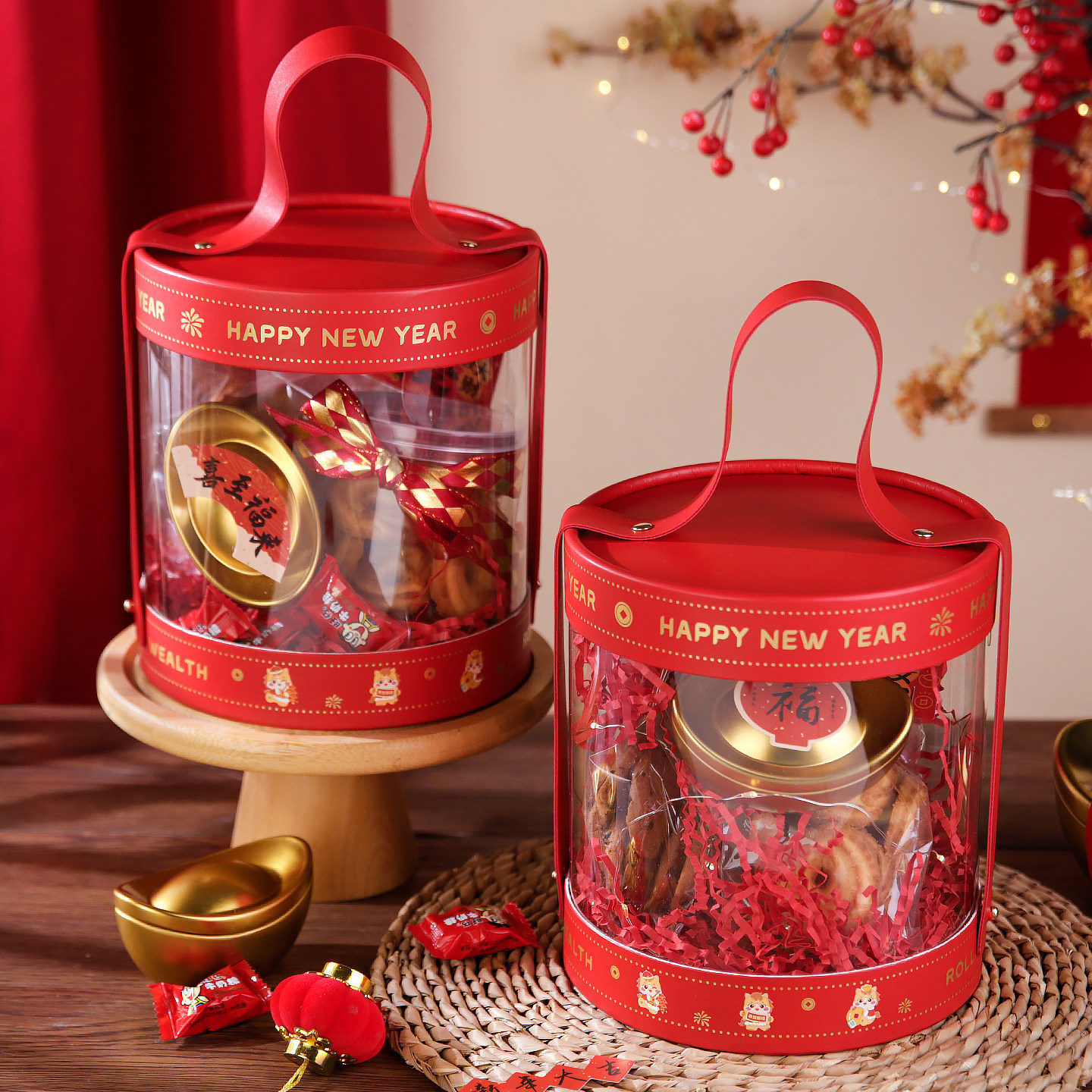 2026新年透明PVC抱抱桶礼盒包装盒手提马年糖果零食礼品盒空盒子,厨房/烹饪用具,点心包装盒/包装袋,淘宝优惠券,粉丝福利购,淘宝优惠卷