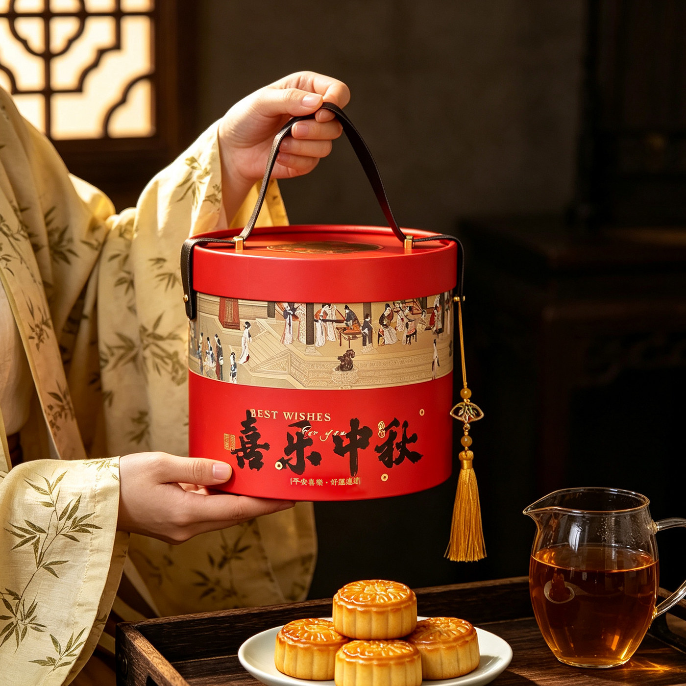 中秋包装盒新款抱抱桶月饼礼盒高端手工蛋黄酥月饼盒礼品盒空盒